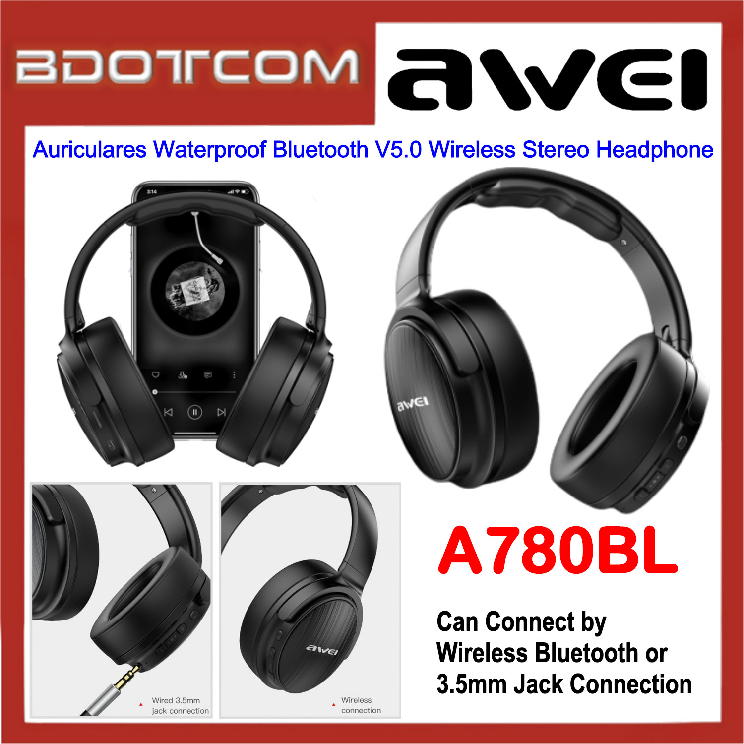 awei a780bl wireless stereo headphones
