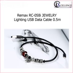 ريماكس كابل مايكرو USB طراز RC-058i مزين بالمجوهرات طول 0.5 متر (ابيض)