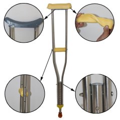 Gdeal 1 Pair Aluminum Alloy Medical Armpit Crutches