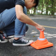 Gdeal Portable Telescopic Foldable Road Cone Traffic Warning Sign Traffic Cone Reflective Oxford Road Safety Facilities (40cm)