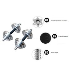Gdeal Fitnessing Weight 15kg Spinlock Chrome Adjustable Dumbbell With Soft Grip Handle Set