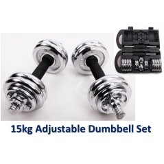 Gdeal Fitnessing Weight 15kg Spinlock Chrome Adjustable Dumbbell With Soft Grip Handle Set