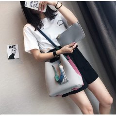 Gdeal 2-In-1 Korean Design Casual Solid Wood Vintage PU Leather Shoulder and Cross Body Tassel Bucket Bag (8204) - 3 Colors Available (RYL-197)