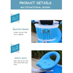 Gdeal Baby Tricycle Bike Three Wheels Baby Tricycle Stroller Children Bicycle Hand Push with Storage Basket - 3 Colors Available
