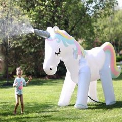 Gdeal Inflatable Giant Unicorn Rainbow Water Jet Children Outdoor Lawn Water Toy Sprinkler