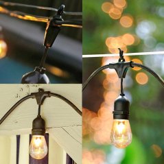 Hometech2u 10M Waterproof Outdoor LED String Lights Commercial Grade E27 Bulbs Street Garden party String Lights Lampu Pasar Malam