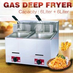 Hometech2u Commerical single/double tank LPG Gas Deep Fryer Stainless Steel Gas Frying Machine Oil fryer for chips/fried chicken