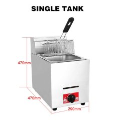 Hometech2u Commerical single/double tank LPG Gas Deep Fryer Stainless Steel Gas Frying Machine Oil fryer for chips/fried chicken