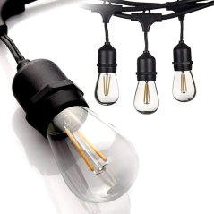 Hometech2u 10M Waterproof Outdoor LED String Lights Commercial Grade E27 Bulbs Street Garden party String Lights Lampu Pasar Malam