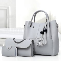Gdeal 3 In 1 Fashion Plain Bag Women Pu Leather Elegant Handbag Wallet Purse Card Holder Set