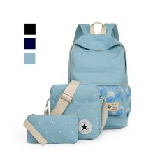 Gdeal 3-In-1 Fashionable Casual Flower Imprint Canvas Laptop Bag Shoulder Bag School Backpack Set- 3 Colors Available