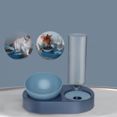 GTE Cat Double Bowl Automatic Drinking Dog Water Bowl Dual Use Pet Food Feeder