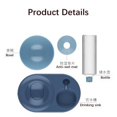 GTE Cat Double Bowl Automatic Drinking Dog Water Bowl Dual Use Pet Food Feeder