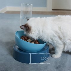 GTE Cat Double Bowl Automatic Drinking Dog Water Bowl Dual Use Pet Food Feeder