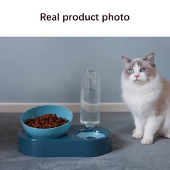 GTE Cat Double Bowl Automatic Drinking Dog Water Bowl Dual Use Pet Food Feeder