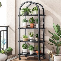 Gdeal GTE Flower Shelf Living Room Floor Standing Pot Rack Wrought Iron Shelf Balcony Rack