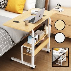 GTE Movable Bedside Table Side Double Layer Foldable Bed Sofa Desk Laptop