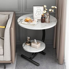 Gdeal GTE Sofa Side Cabinet Simple Bedside Coffee Table Light Luxury Simple Round Table