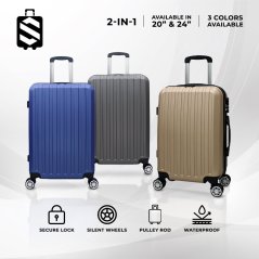 Gdeal SKY TRAVELLER SKY347 2-In-1 Straight Stripes Luggage With Premium Double Wheels (20Inch+24Inch)