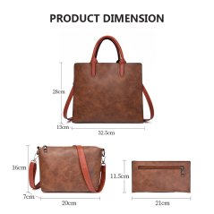 Gdeal Retro Large Capacity 3pcs Women Bags Simple Texture One Shoulder Handheld Fashion