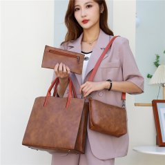 Gdeal Retro Large Capacity 3pcs Women Bags Simple Texture One Shoulder Handheld Fashion