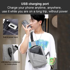 Gdeal USB Large Capacity Men Chest Bag Korean Casual Women One Shoulder Business Messenger Riding Bag