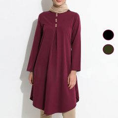 Gdeal Women Fashion Muslimah Jilbab Loose Tops Long Sleeve Solid Casual Shirt Blouse Plus
