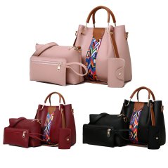 Gdeal 4-In-1 Korean Style Elegant Women Fashion PU Leather Medium Tote Bag Shoulder Bag Handbags Set (RYL-214)