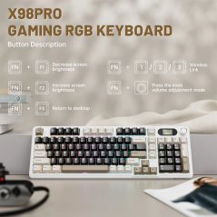 Attack Shark X98Pro Wireless Mechanical Gaming Keyboard (Cheese White)