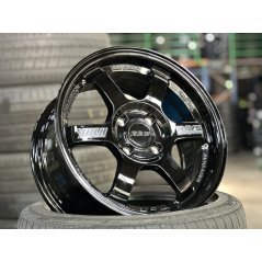 New 15X7 ET35 AOW Flow Formed TE37 Rim (4 Wheel) Gloss Black 4X100