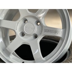 New 15X7 ET35 AOW 11 Flow Formed TE37 Rim (4 Wheel) Gloss White 4X100