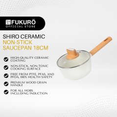 Fukuro Shiro Ceramic Non-Stick Saucepan - 18cm