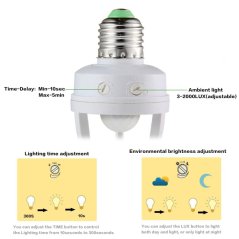 Hometech2u Smart LED Lamp Bulb Holder With Infrared PIR Motion Sensor