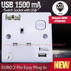 Hometech2u Wall Switch Socket With USB Outlet (Sirim Approved), eRomman Marketplace