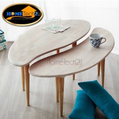 طاولة قهوة عصرية 2 في1 بتصميم متصل من الخشب الطبيعي
