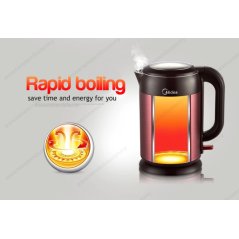 Hometech2u MIDEA JUG KETTLE ANTI SCALD PROTECTION ELEGANT SERIES 1.7L (ELEGANT MAROON)