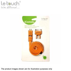 Le Touch iComsta 3 in 1 USB Sync and Charge Cable (Orange), eRomman Marketplace