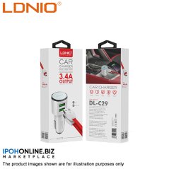 Ipohonline LDNIO DL-C29 3.4A 2 ports USB Car Charger with Andriod Cable for Smartphone & Tablet