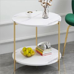 طاولة قهوة مستديرة صغيرة الحجم بطبقتين بتصميم حديث