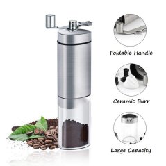 Gdeal Manual Triangle Portable Stainless Steel Coffee Maker Hand Coffee Grinder Adjustable Ceramic Burr