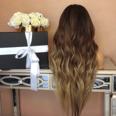 شعر مستعار مصنوع من ألياف كيميائية بنمط مجعد طويل بني انيق - للسيدات