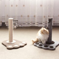 Lovely Cat Tree Cat Tower Frame Hemp Rope With Fluffy Ball (Brown)