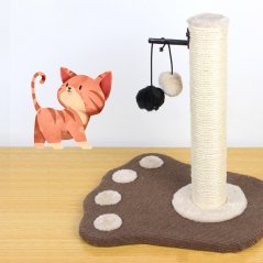 Lovely Cat Tree Cat Tower Frame Hemp Rope With Fluffy Ball (Brown)