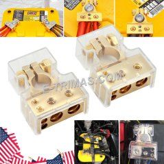 E-trimas 4 8 AWG Gold Plating Auto Car Motorsport Battery Terminal Clamp (1PAIR)