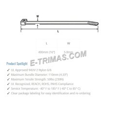 E-trimas Hong Xuan Malaysia UL Certified HD Nylon Cable Tie RoHS PA66 Ties Cord