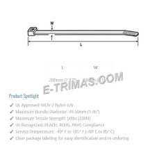 E-trimas Hong Xuan Malaysia UL Certified HD Nylon Cable Tie RoHS PA66 Ties Cord