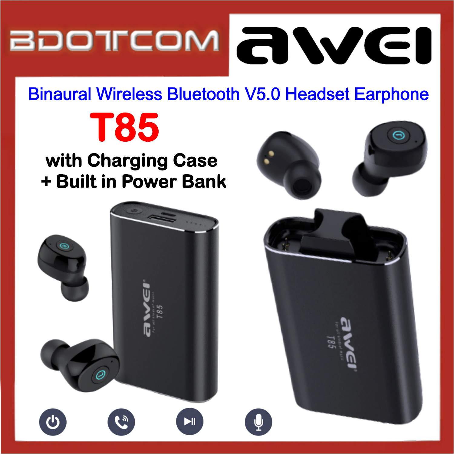Buy Bdotcom Awei T85 Binaural Wireless 