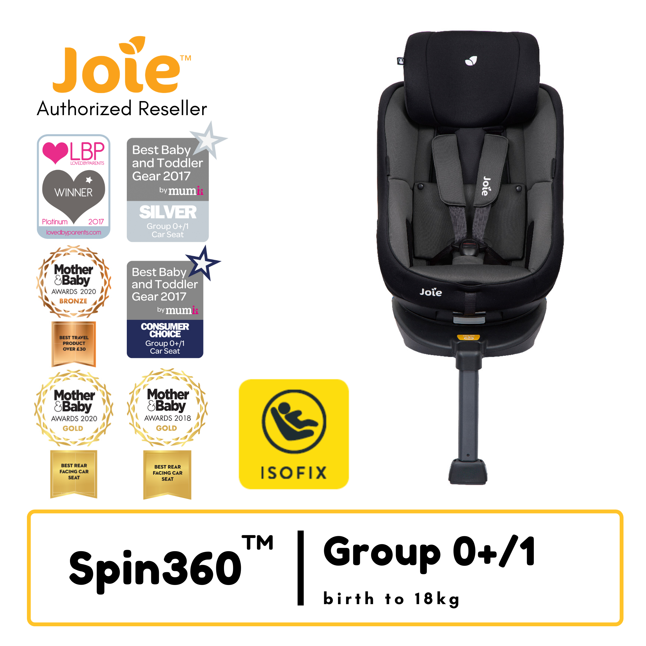 Joie Spin 360 Car Seat, Ember - Car Seats & Travelling