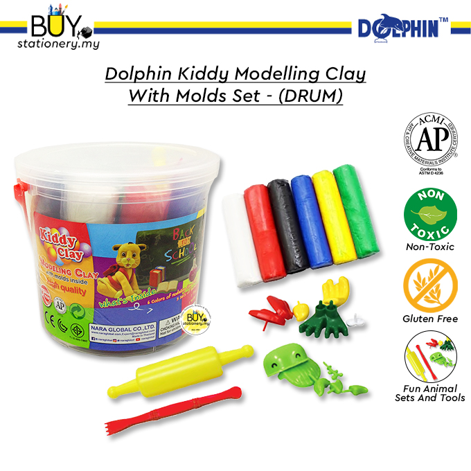 Buy Dolphin Kiddy Modelling Clay With Molds Set (DRUM) Online eRomman
