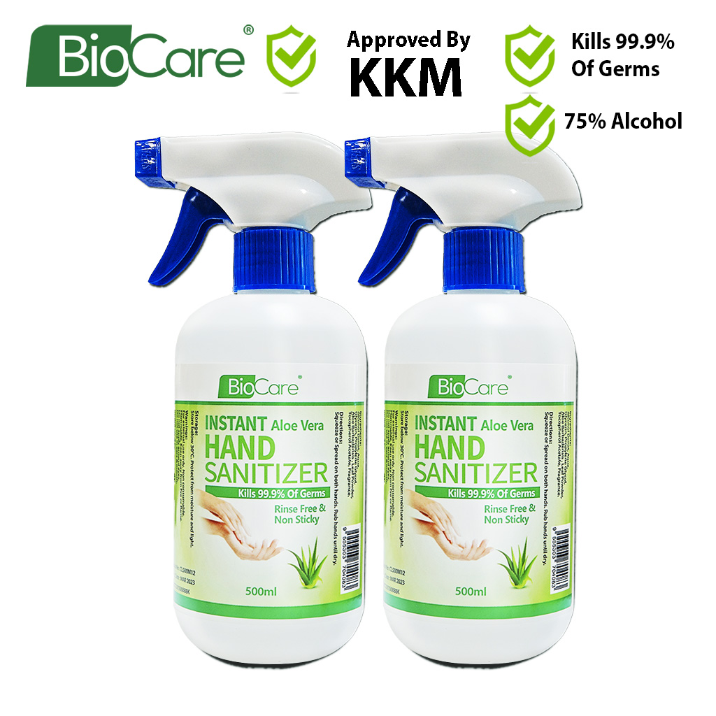 Buy Biocare Instant Hand Sanitizer Liquid Spray With Aloe Vera 75 Alcohol 2 X 500ml Eromman